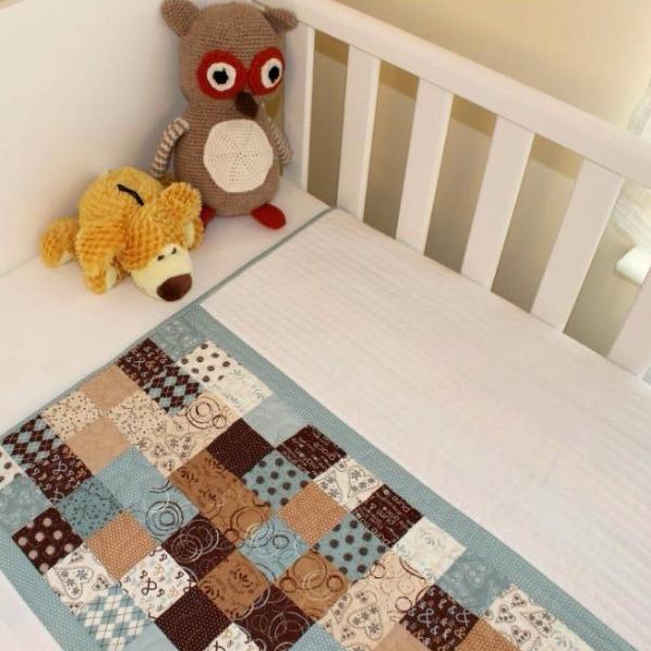 Handmade Contemporary Patchwork Cot Quilt