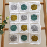 Circle to Square Crochet Baby Blanket in Green and Grey - Littler Quilts