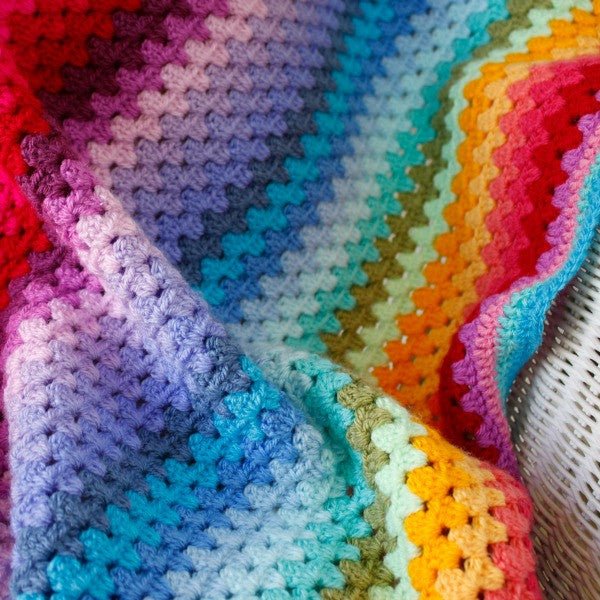 Handmade Crochet Rainbow Stripe Baby Blanket | Littler Quilts