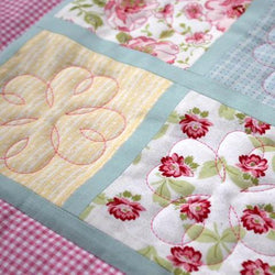 Personalised Custom Made Flowers & Pink Gingham Quilt - Littler Quilts